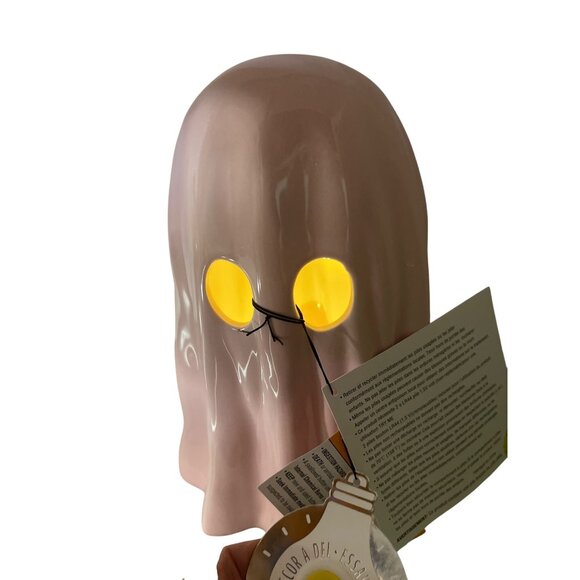 Ceramic Ghost Lamp With LED Light Pink Battery Operated Spooky Decor Accent New - Picture 1 of 11